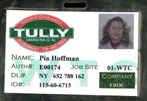 Tully Construction identification card issued to Pia Hofmann. Gift of Pia Hofmann.