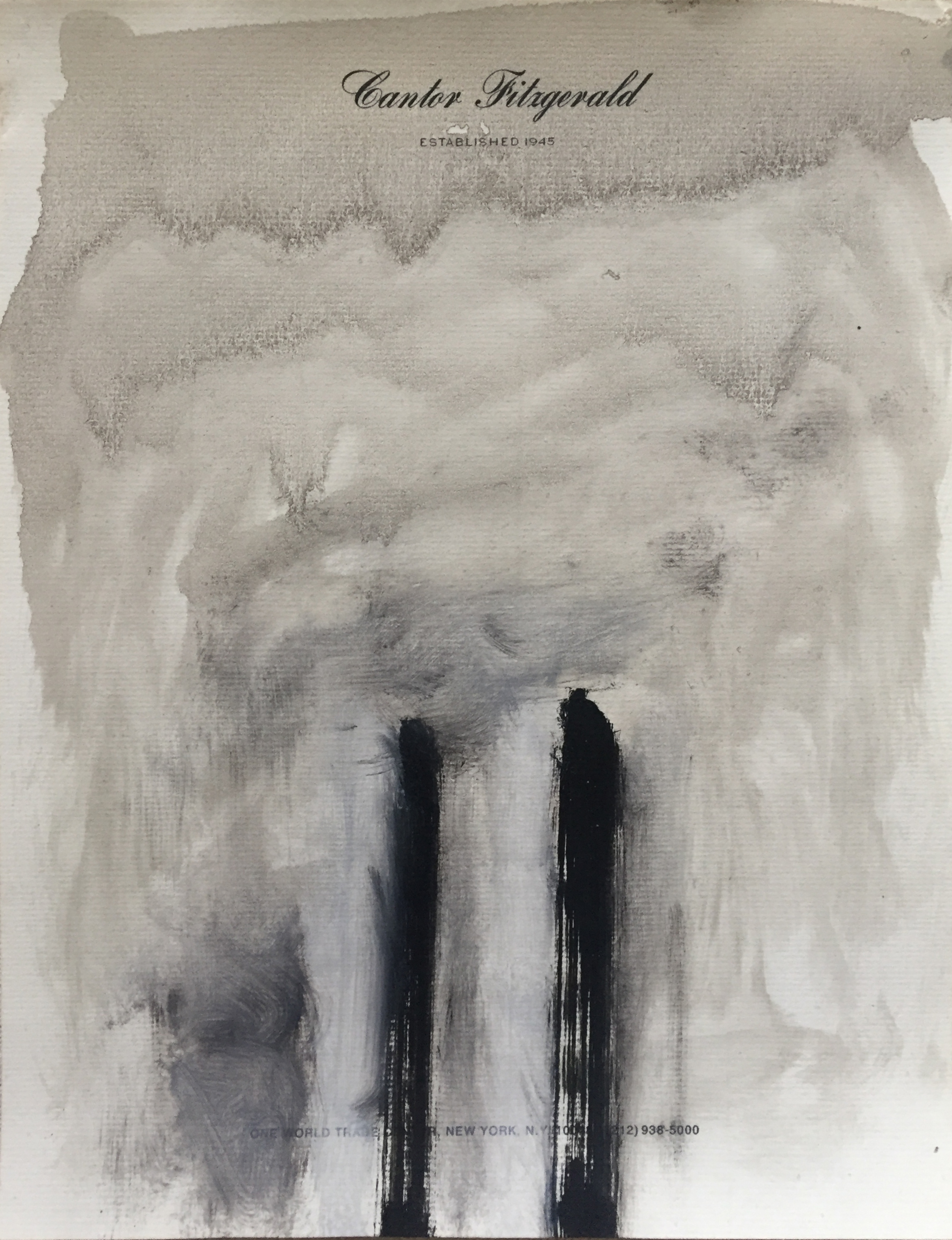 Tower Artifact #1, oil paint on letterhead by New York artist Michael diCanio