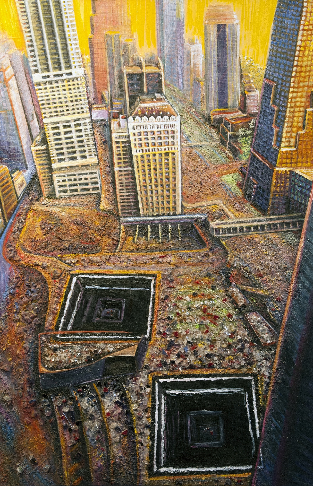 Footprints in Lower Manhattan_mixedmedia(acrylic,glass,metal,color pencils)_36x24(a large file) - (1289x2000).jpg