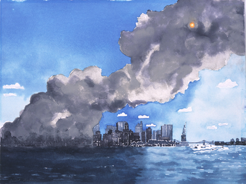 September 11, 2001_Sun, 2002, watercolor and ash, watercolor and ash, 12 x 16 inches_low rez.jpg
