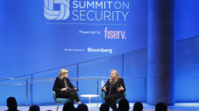 Caryn Seidman-Becker and Vice Admiral Jan Tighe on stage at the Museum