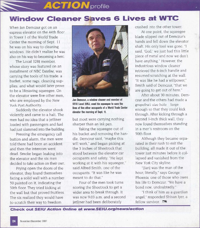article about Jan Demczur in SEIU Action