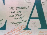 "Be Strong" 9/11 memorial writing symbolizes the strength of how New Yorkers unite