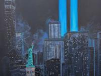 Do you see the 2 hidden first responders? 40" x 30" acrylic on stretched canvas. September Mourning: United In The Ligjt Of Their Sacrifice www.buckmasterart.com